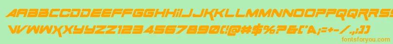 SpaceRangerBoldItalic Font – Orange Fonts on Green Background