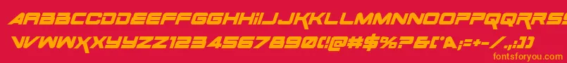 Fonte SpaceRangerBoldItalic – fontes laranjas em um fundo vermelho