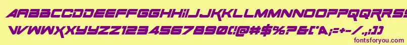 SpaceRangerBoldItalic-Schriftart – Violette Schriften auf gelbem Hintergrund