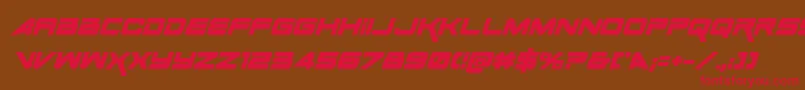 SpaceRangerBoldItalic-Schriftart – Rote Schriften auf braunem Hintergrund