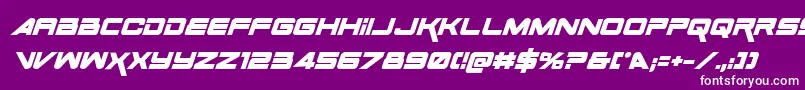 Weitere Informationen zur SpaceRangerBoldItalic-Schriftart SpaceRangerBoldItalic-Schriftart – Weiße Schriften auf violettem Hintergrund