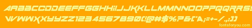 SpaceRangerBoldItalic Font – Yellow Fonts on Orange Background