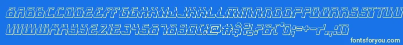 1968odyssey3Dital-Schriftart – Gelbe Schriften auf blauem Hintergrund