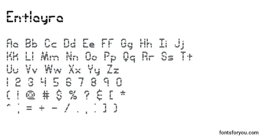 Czcionka Entlayra – alfabet, cyfry, specjalne znaki