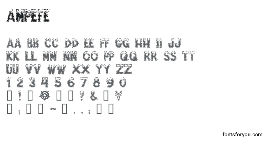 Czcionka Ampefe – alfabet, cyfry, specjalne znaki