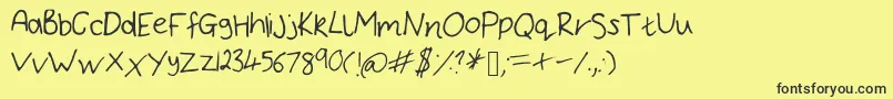 BryonysHandwritingThin Font – Black Fonts on Yellow Background