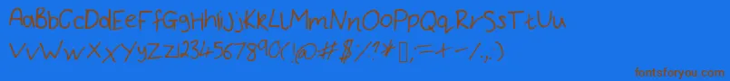 BryonysHandwritingThin Font – Brown Fonts on Blue Background