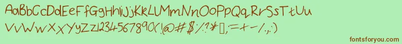BryonysHandwritingThin Font – Brown Fonts on Green Background