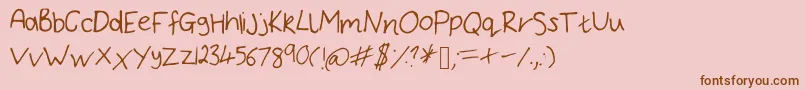 BryonysHandwritingThin Font – Brown Fonts on Pink Background