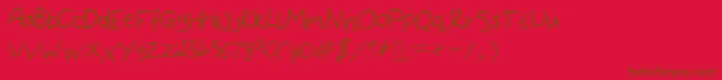 BryonysHandwritingThin Font – Brown Fonts on Red Background