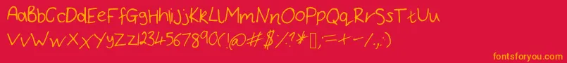 Police BryonysHandwritingThin – polices orange sur fond rouge