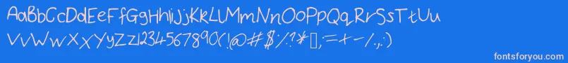 BryonysHandwritingThin Font – Pink Fonts on Blue Background