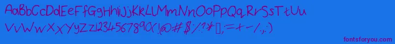 BryonysHandwritingThin Font – Purple Fonts on Blue Background