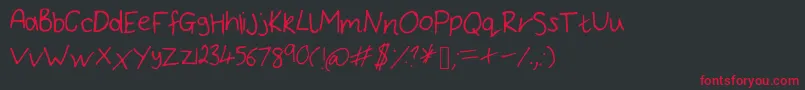 BryonysHandwritingThin Font – Red Fonts on Black Background