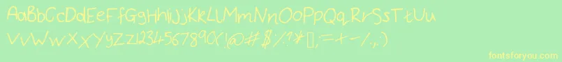 BryonysHandwritingThin Font – Yellow Fonts on Green Background