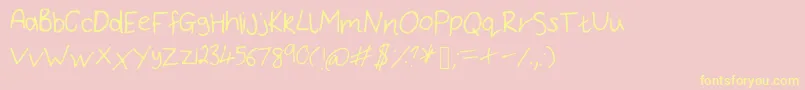 BryonysHandwritingThin Font – Yellow Fonts on Pink Background