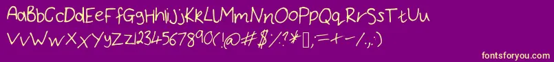BryonysHandwritingThin Font – Yellow Fonts on Purple Background