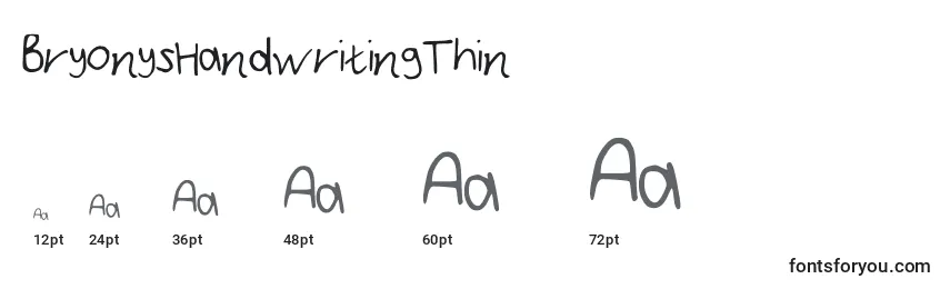 BryonysHandwritingThin Font Sizes