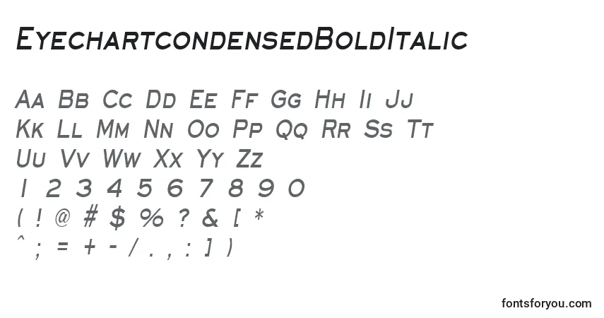 Шрифт EyechartcondensedBoldItalic – алфавит, цифры, специальные символы