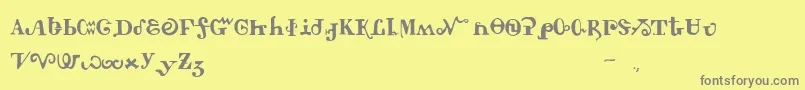 Tschiroki-fontti – harmaat kirjasimet keltaisella taustalla