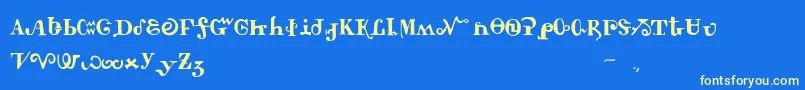 Tschiroki-fontti – keltaiset fontit sinisellä taustalla