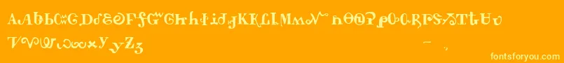 Tschiroki Font – Yellow Fonts on Orange Background