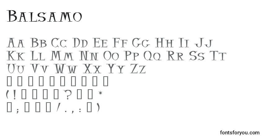 Balsamo Font – alphabet, numbers, special characters