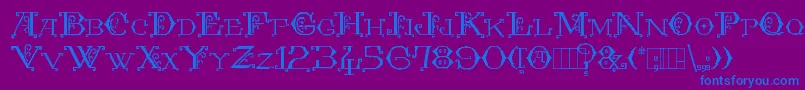 KingthingsEmbroidery Font – Blue Fonts on Purple Background