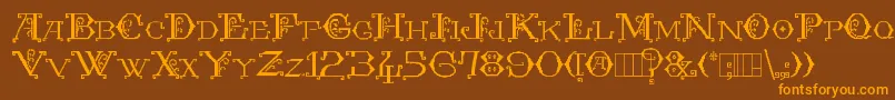 KingthingsEmbroidery Font – Orange Fonts on Brown Background