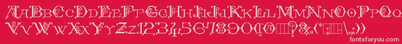 fuente KingthingsEmbroidery – Fuentes Rosadas Sobre Fondo Rojo