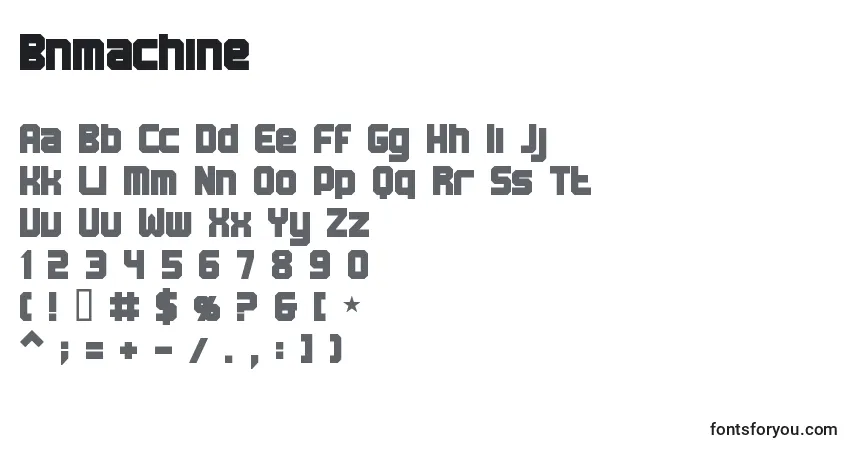 Czcionka Bnmachine – alfabet, cyfry, specjalne znaki