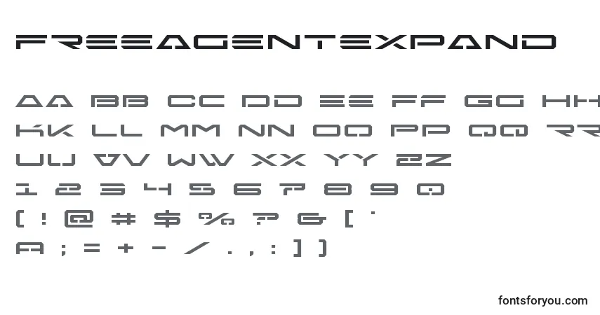 Fuente Freeagentexpand - alfabeto, números, caracteres especiales