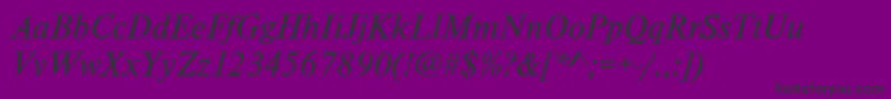 フォントTimelesstcyligItalic – 紫の背景に黒い文字