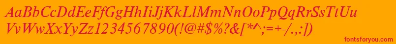 TimelesstcyligItalic Font – Red Fonts on Orange Background