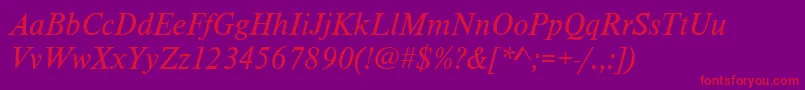 TimelesstcyligItalic Font – Red Fonts on Purple Background