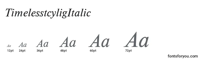 TimelesstcyligItalic Font Sizes