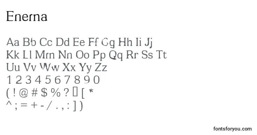 Schriftart Enema – Alphabet, Zahlen, spezielle Symbole