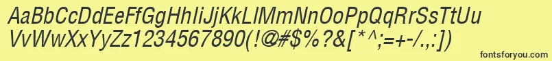Fonte ContextCondensedSsiCondensedItalic – fontes pretas em um fundo amarelo