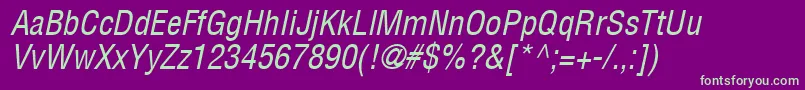 フォントContextCondensedSsiCondensedItalic – 紫の背景に緑のフォント