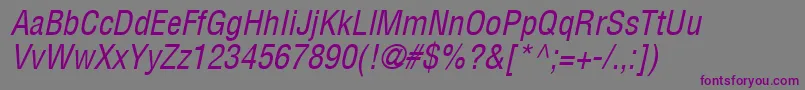 フォントContextCondensedSsiCondensedItalic – 紫色のフォント、灰色の背景