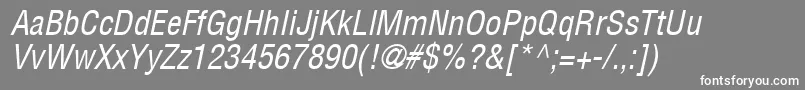 Шрифт ContextCondensedSsiCondensedItalic – белые шрифты на сером фоне