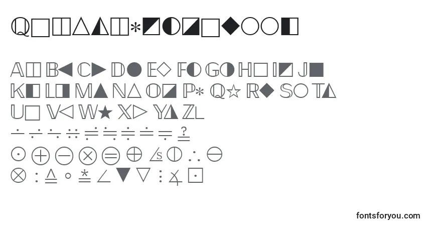 Schriftart Quantapifourssk – Alphabet, Zahlen, spezielle Symbole