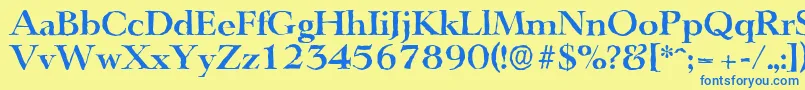 フォントLingwoodantiqueBold – 青い文字が黄色の背景にあります。