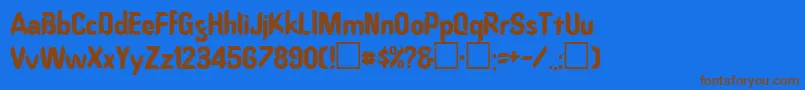 フォントOrd – 茶色の文字が青い背景にあります。
