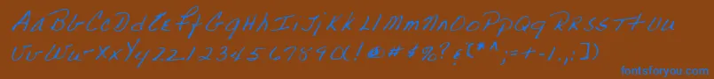 Lehn223 Font – Blue Fonts on Brown Background