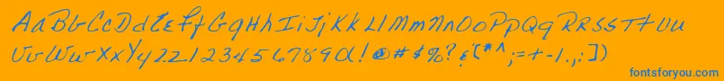 Lehn223 Font – Blue Fonts on Orange Background