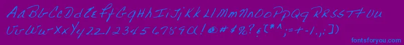 Lehn223 Font – Blue Fonts on Purple Background