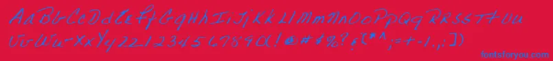 Lehn223 Font – Blue Fonts on Red Background