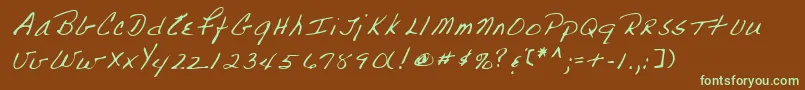 フォントLehn223 – 緑色の文字が茶色の背景にあります。
