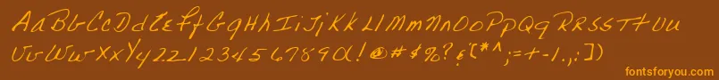 Lehn223 Font – Orange Fonts on Brown Background